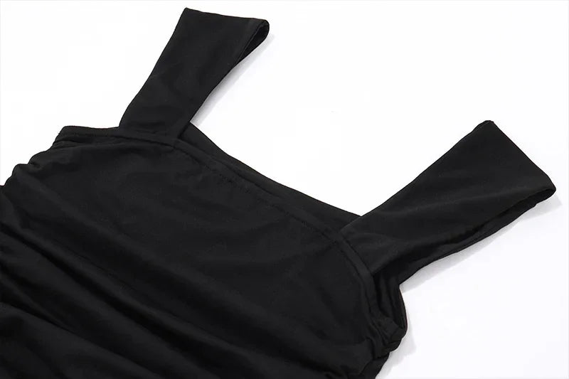 Ruched Bodycon Maxi Dress | Y2K Square Neck Slip Dress -femstylo