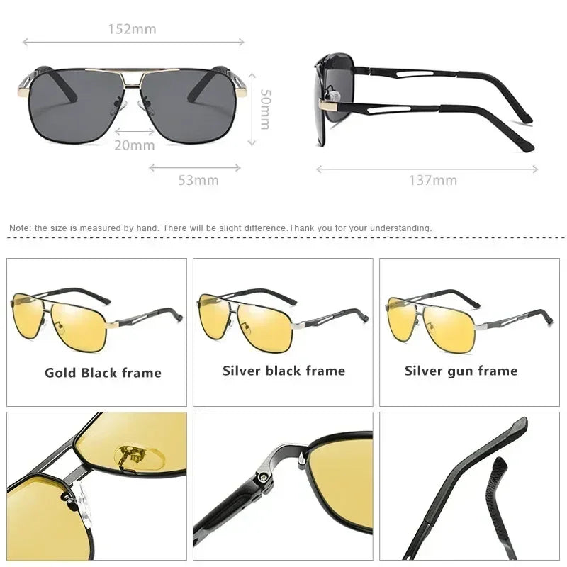 2024 UV400 Polarized Sunglasses Men Women Outdoor Discoloration Eyewear Men Trendy Photochromic Night Vision Sun Glasses