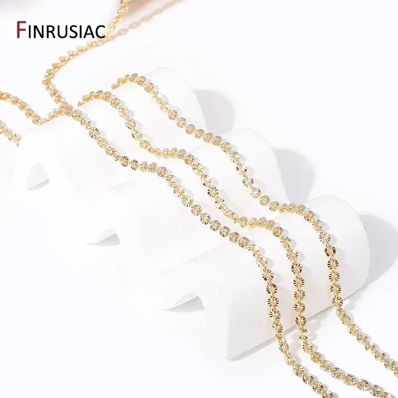 4mm*4.5mm 14K Real Gold Plated Round Textured Chains For Necklace Making, DIY Jewelry Accessories Handmade Crafts Chains
