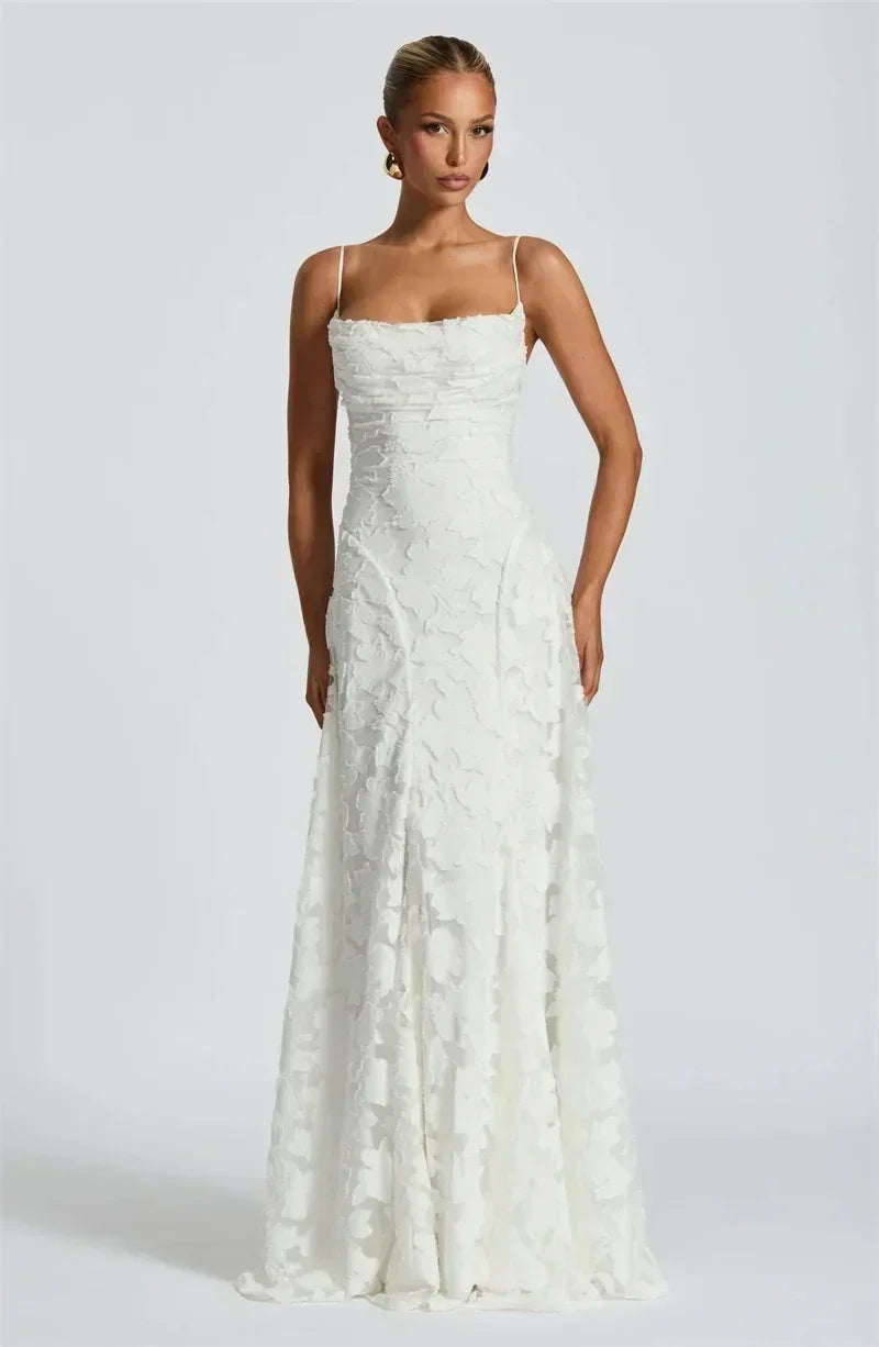 Mozision Spaghetti Strap Backless Sexy Maxi Dress Women Gown Fashion Off-shoulder Sleeveless Lace-up Evening Club Party Dress