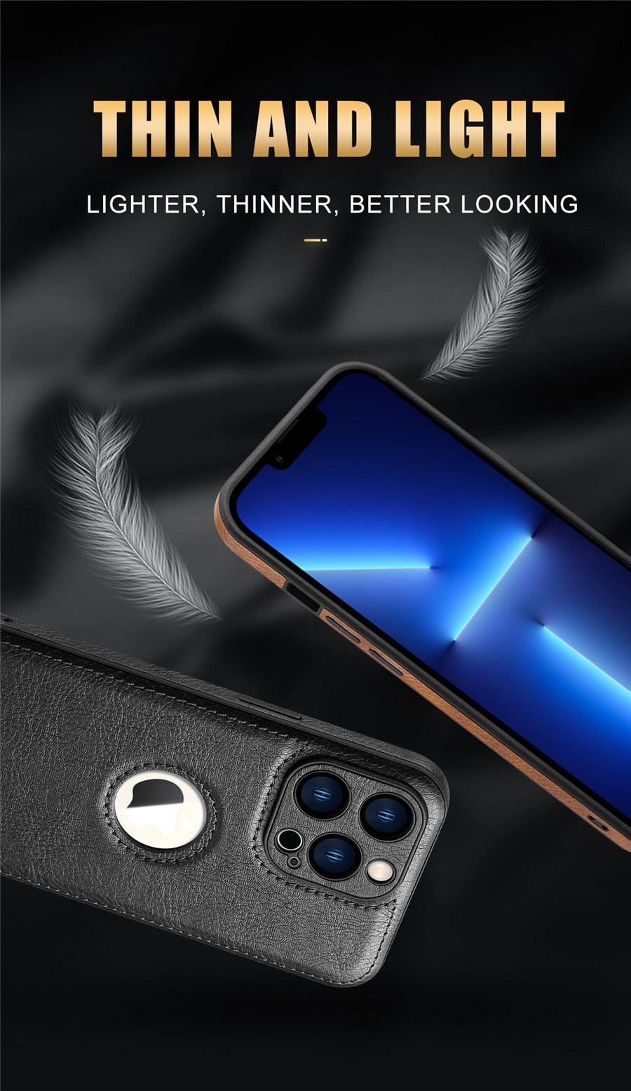 Luxury Leather Case for iPhone 14 13 12 11 Pro MAX XS XR 7 8 Plus Classic Silicone Phone Cover  Leather Case Thin Flexible Soft Grip Luxury PU Leather Cover for Men Durable Anti-Scratch Full Phone Cases