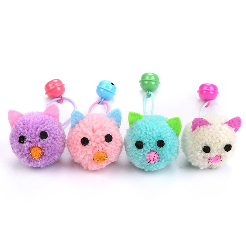 4pcs/lot Plush Mouse Cat Toy Cute Bell Mice Funny Cat Toys Cute Plush Teeth Cleaning Balls Chewing Soft Molar Toy Faux Pet Toy Colorful Plush Mouse Head with Bell Rope Cat Toy Interactive Cat Toy