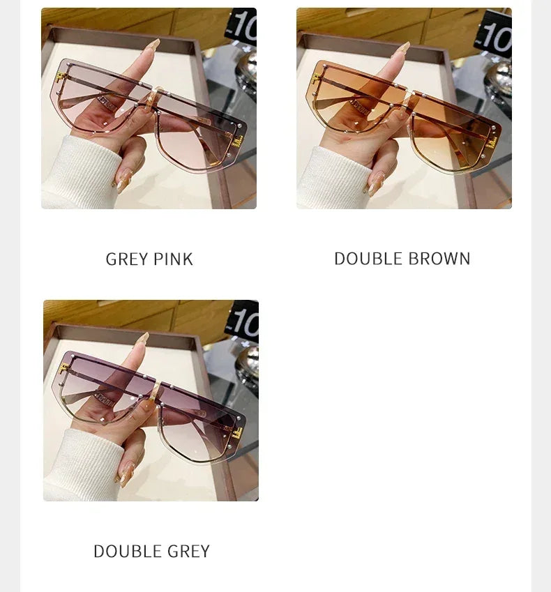 Sunglasses Integrated Frame High-end Frameless New Sunglasses Metal Polygonal Fashion Glasses 90288