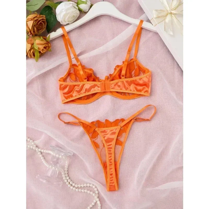 Tornova Sexy Lingerie Woman Lace Transparent Underwear Embroidery Brief Set Bra Kit Push Up Breves Sets Thin Erotic Bras New
