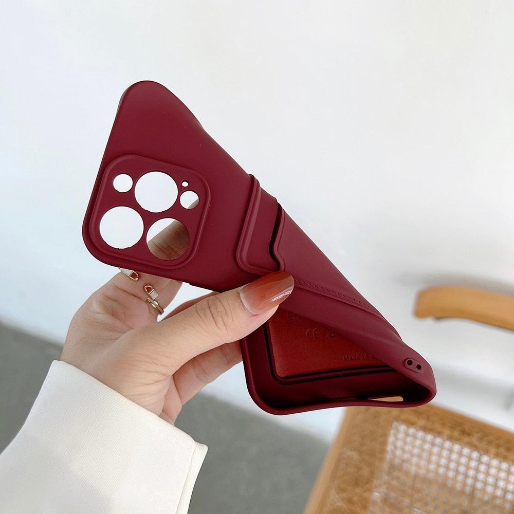 Soft Silicone Card Phone Case for IPhone 13  12 Pro Max Shockproof Protector Cover for IPhone 14 Plus Cases Heavy Duty Solid Slim Lightweight Anti-Shock Cover for iPhone