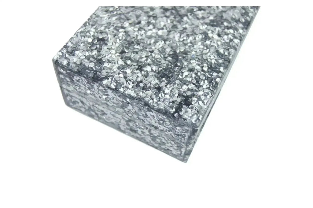 Silver Glitter Acrylic Box Clutch