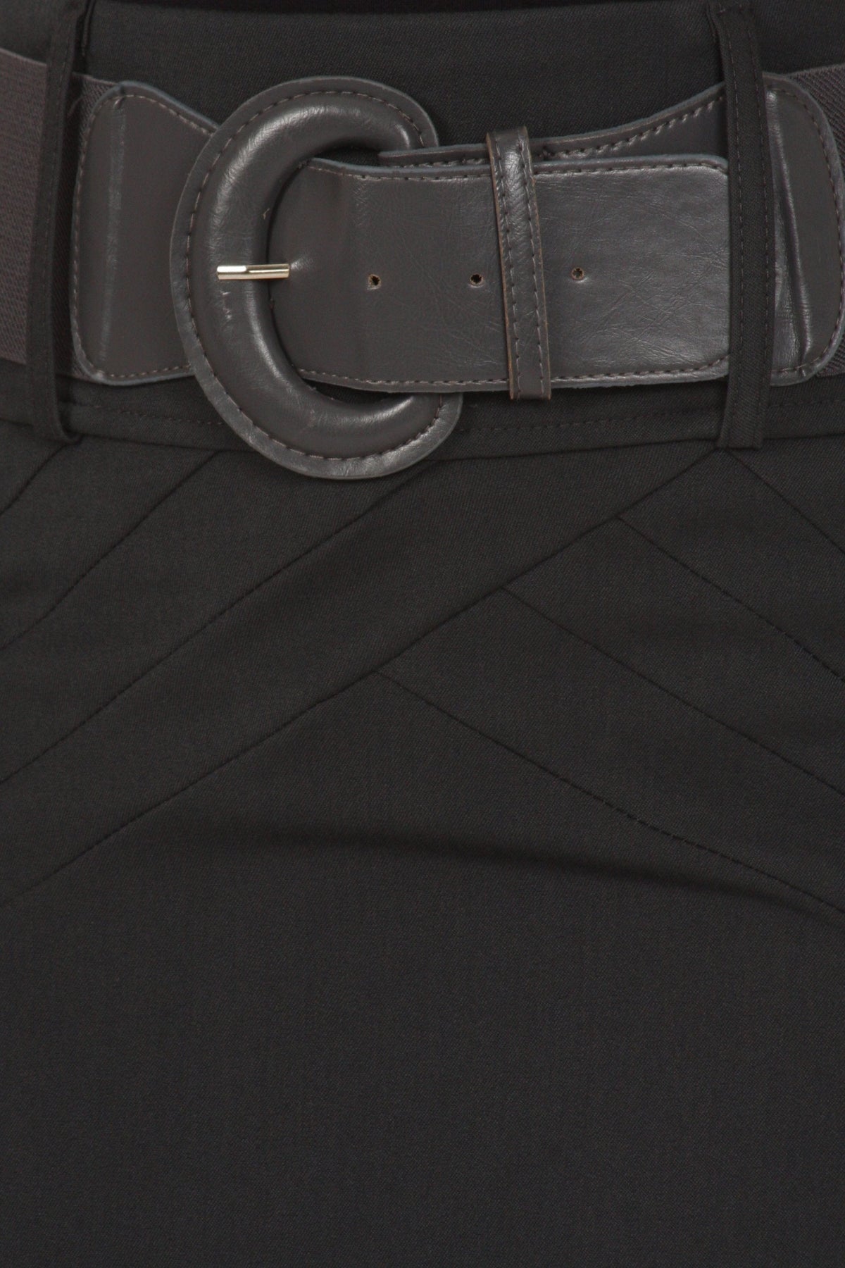 Petite High Waist Stretch Pencil Skirt with Wide Belt