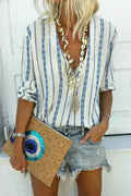 Button Up Long Sleeve Blouse