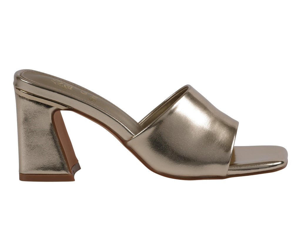 Women's Soho Gold Square Toe Heeled Sandals