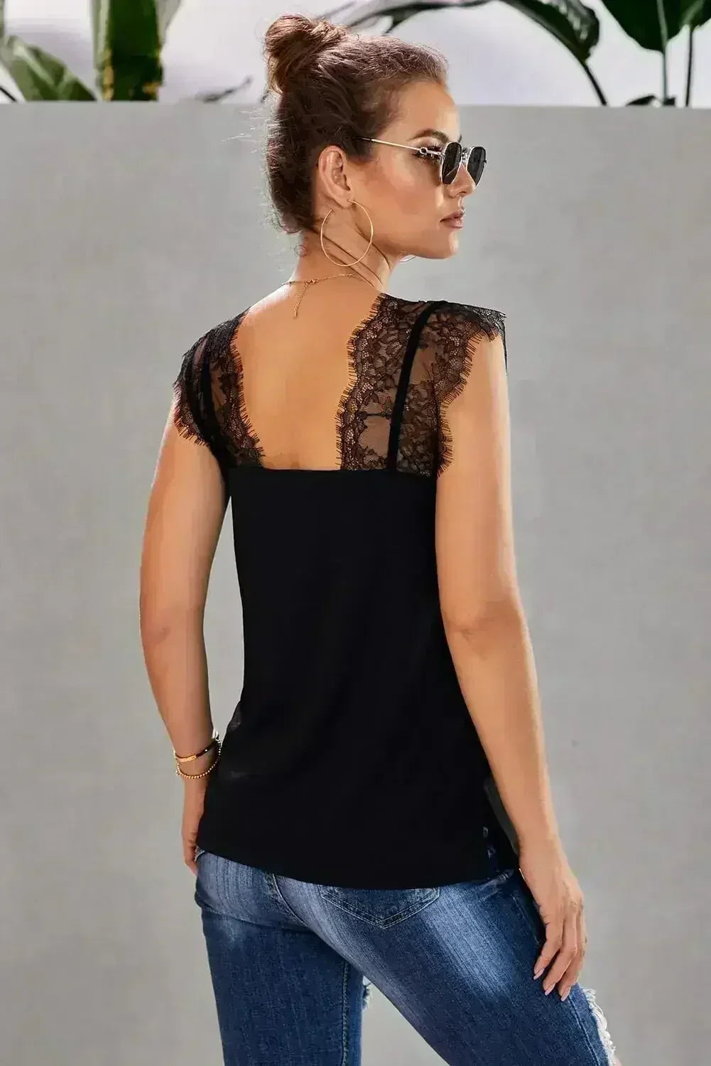 Spaghetti Strap Black One More Night Lace Cami Tank