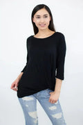 Twisted Front Comfort Top - Black | Rayon-Spandex | Femstylo