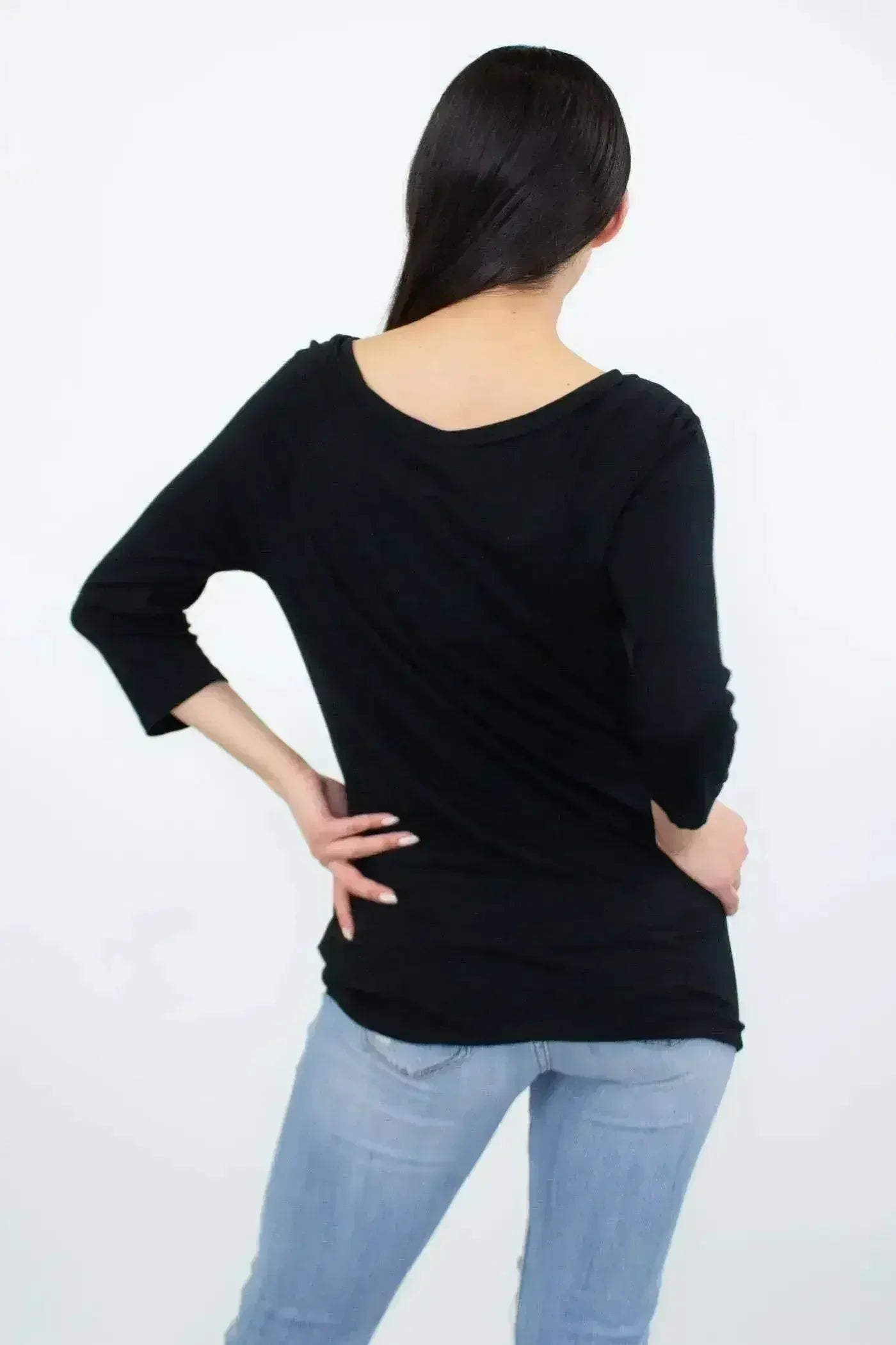 Twisted Front Comfort Top - Black | Rayon-Spandex | Femstylo