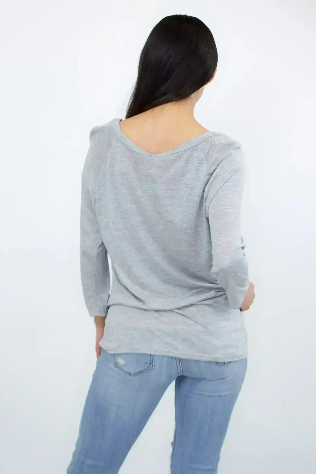 Twisted Front Comfort Top - Heather Grey | Femstylo