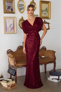 Amoris T101 Greek Style Long Sequin V-Neckline Gown