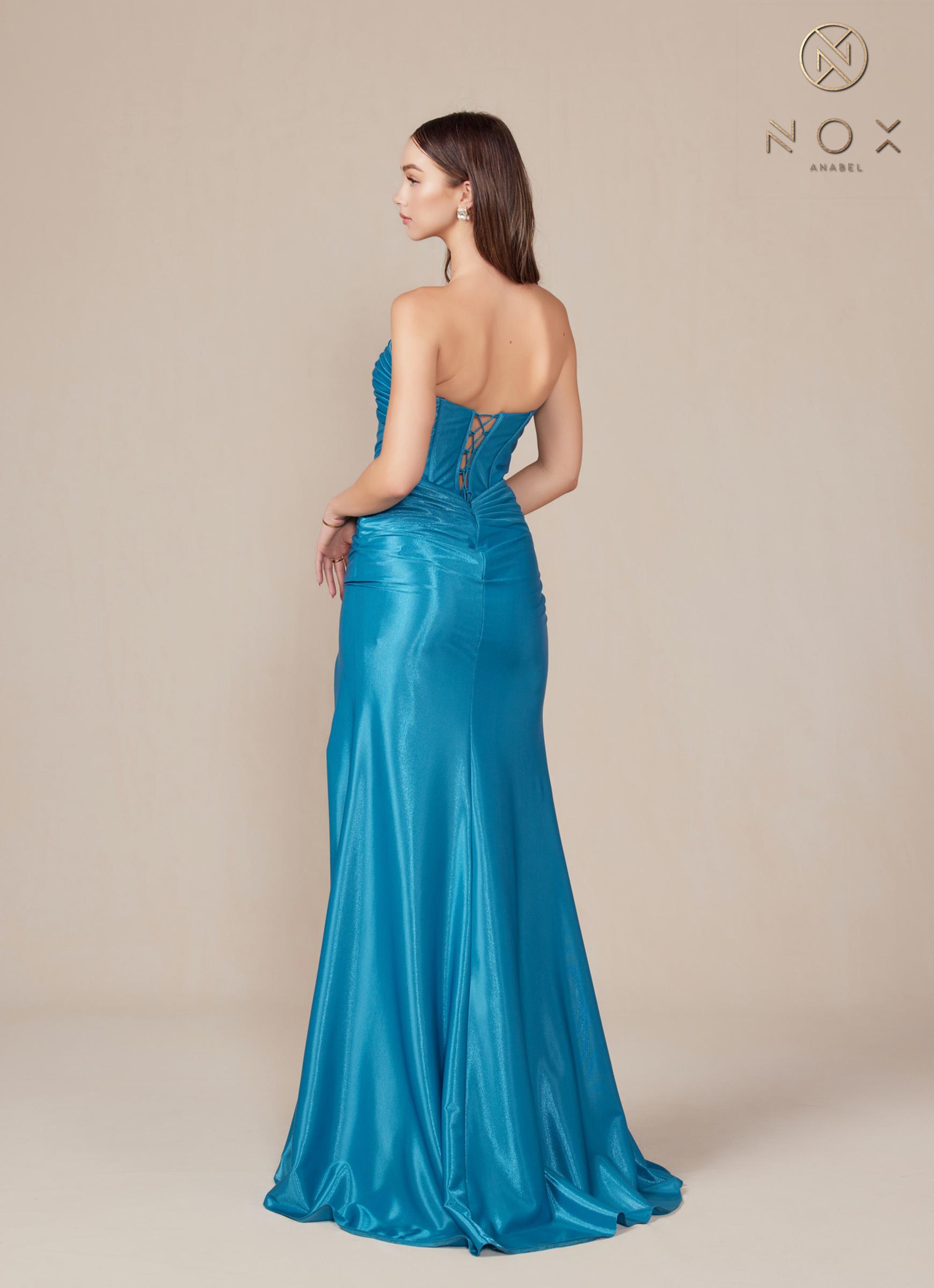 Nox Anabel T1500 Dress Satin Strapless Floor Length Keyhole Bodice