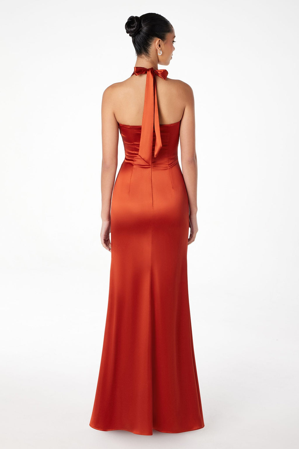 Astee T2001 Fitted Long V-Neckline Halter Top Evening Gown