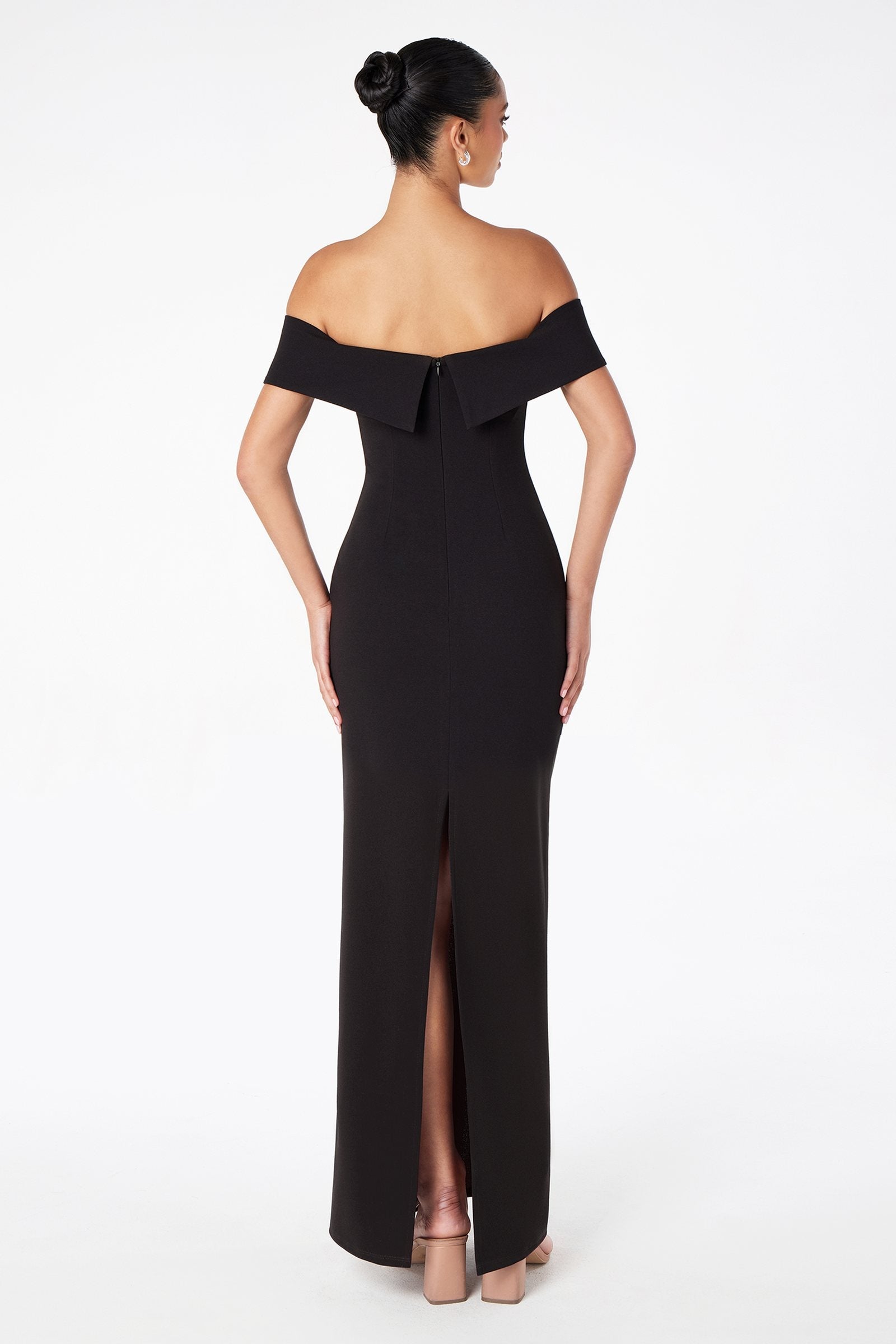 Astee T2011 Off the Shoulder Fitted Evening Gown Back Slit