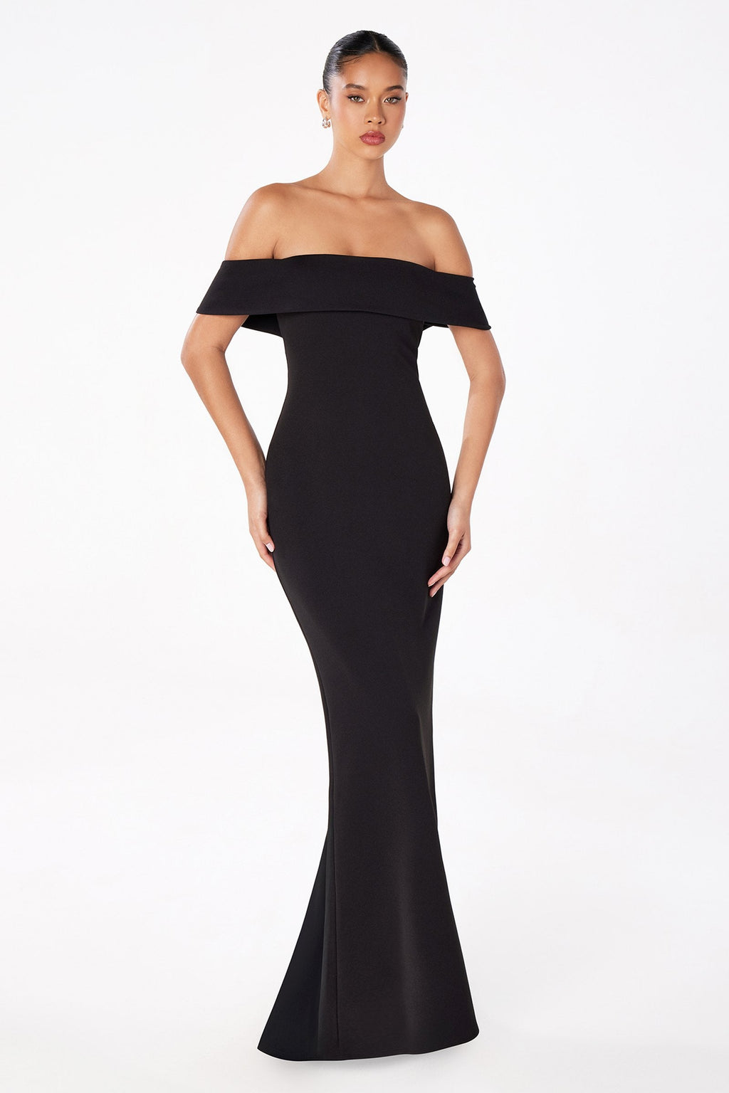 Astee T2011 Off the Shoulder Fitted Evening Gown Back Slit