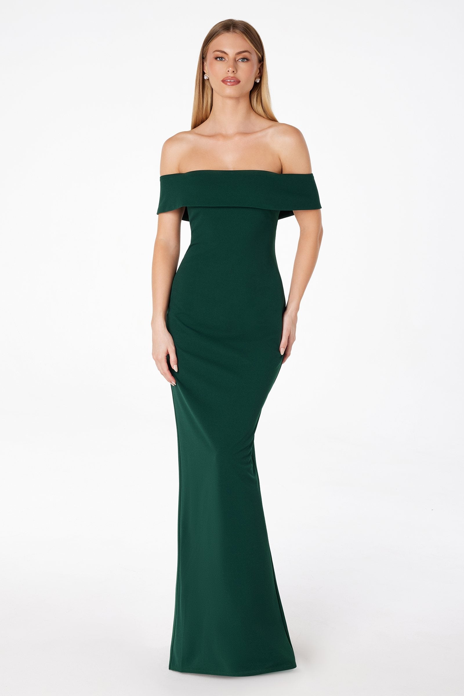 Astee T2011 Off the Shoulder Fitted Evening Gown Back Slit