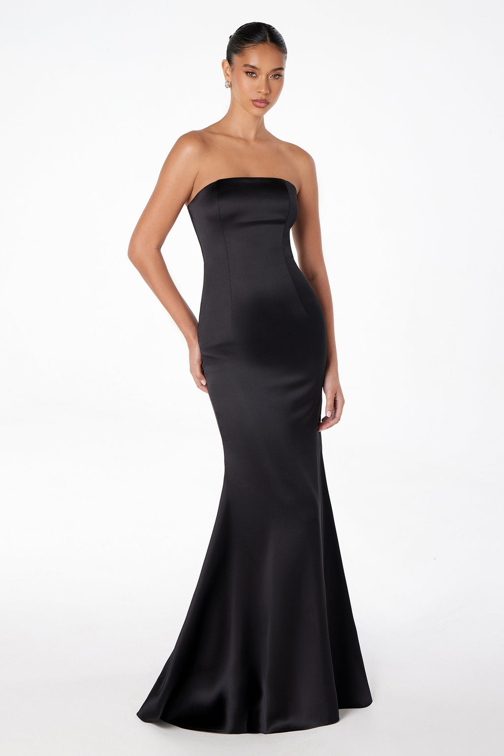 Astee T2012 Strapless Fitted Mermaid Gown with Scarf
