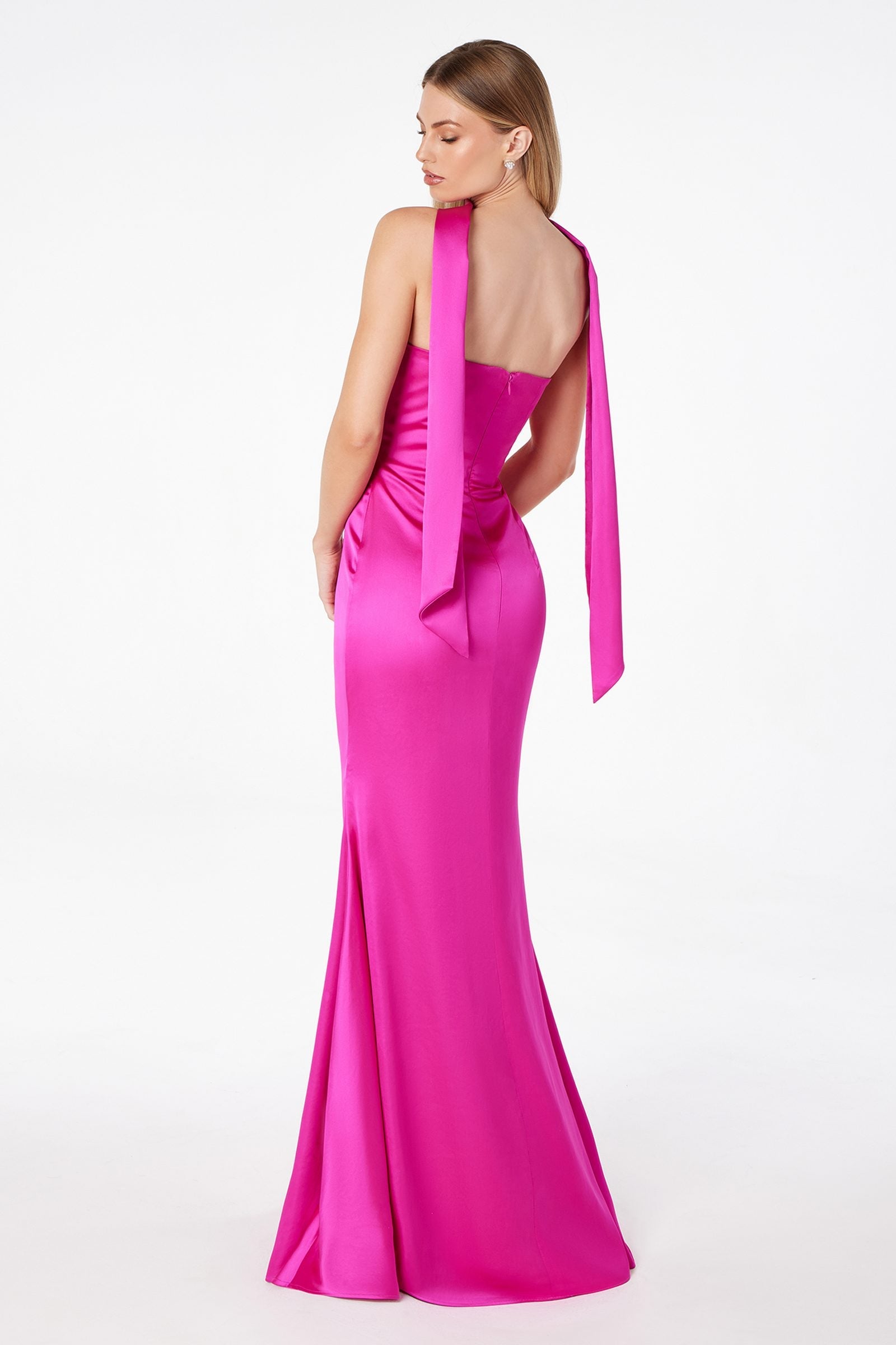 Astee T2012 Strapless Fitted Mermaid Gown with Scarf