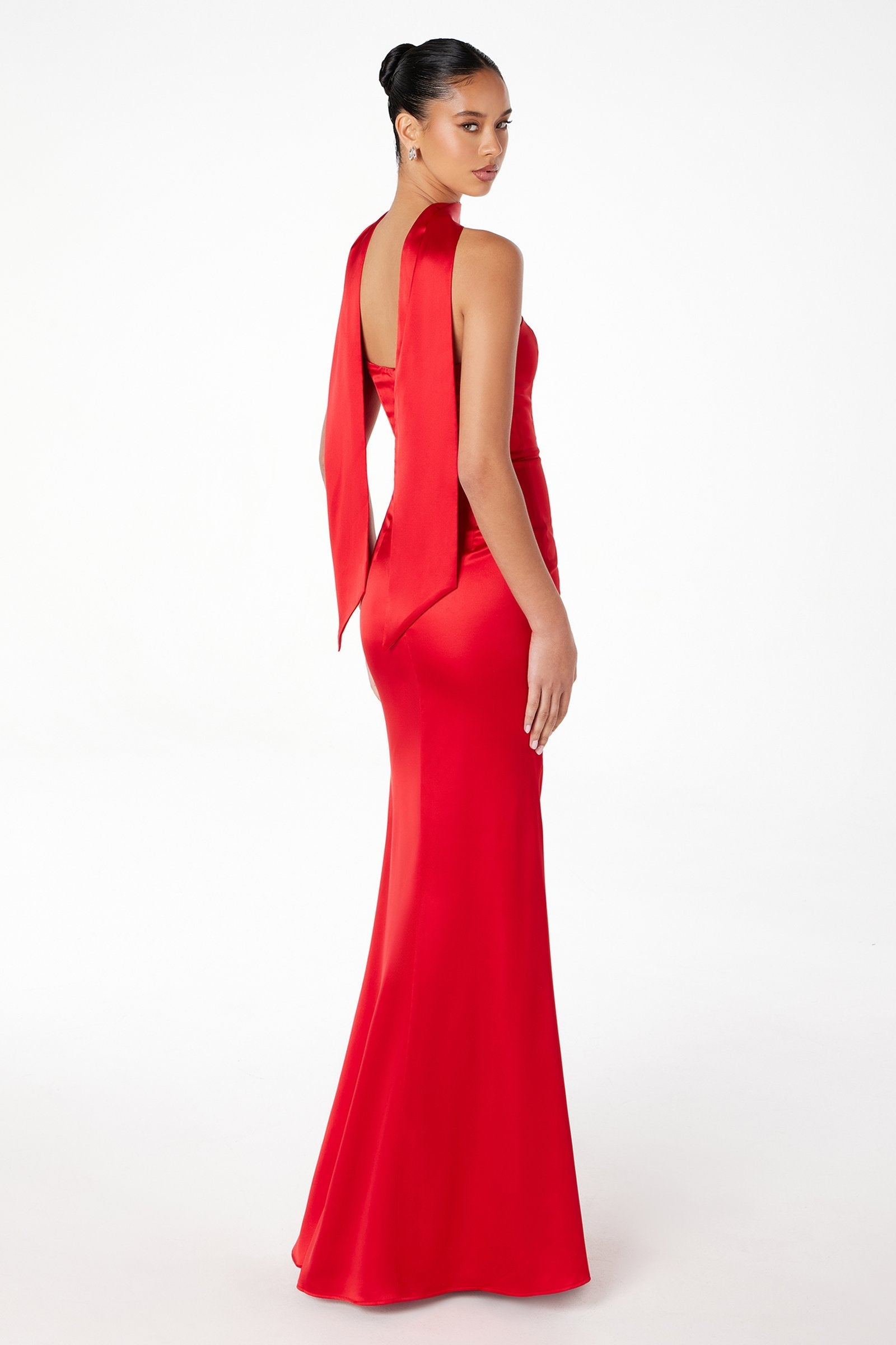 Astee T2012 Strapless Fitted Mermaid Gown with Scarf