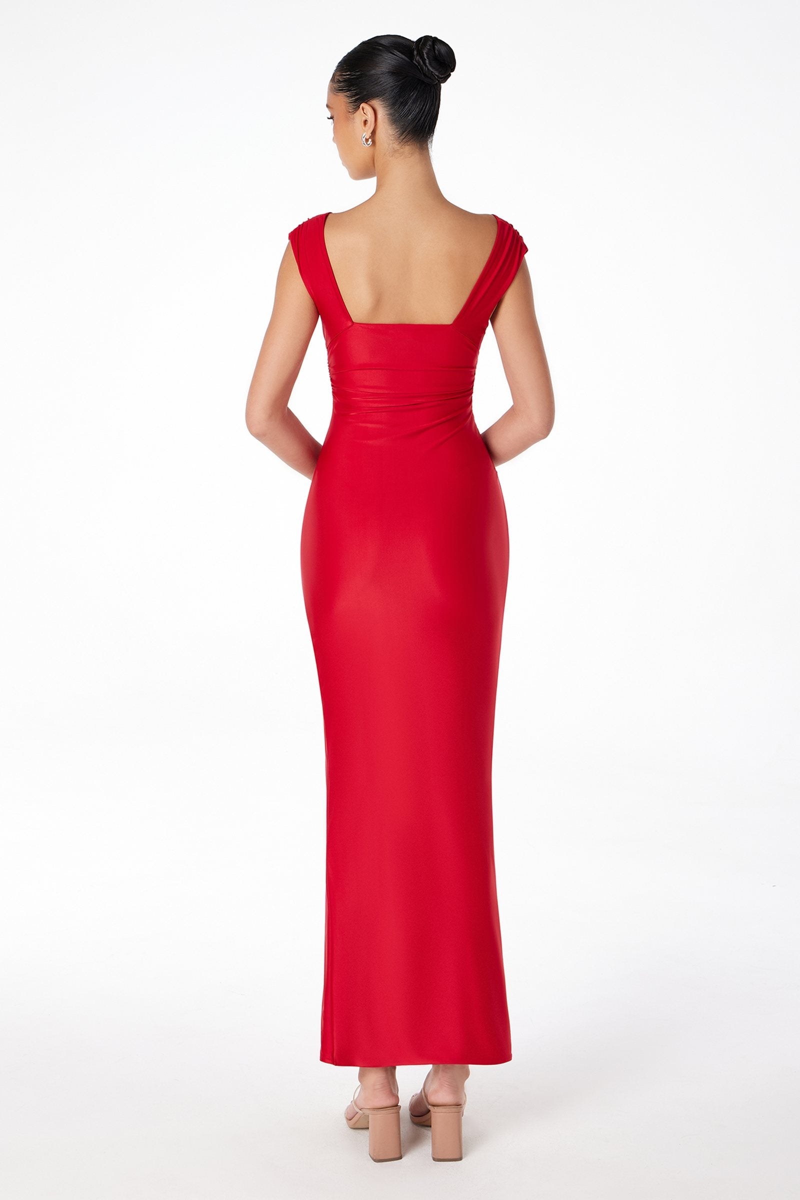 Astee T5000 Ankle Length Evening Gown V-Neckline Side Slit