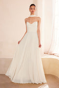 Ladivine Amoris T703W White Dress Strapless A-Line Gown