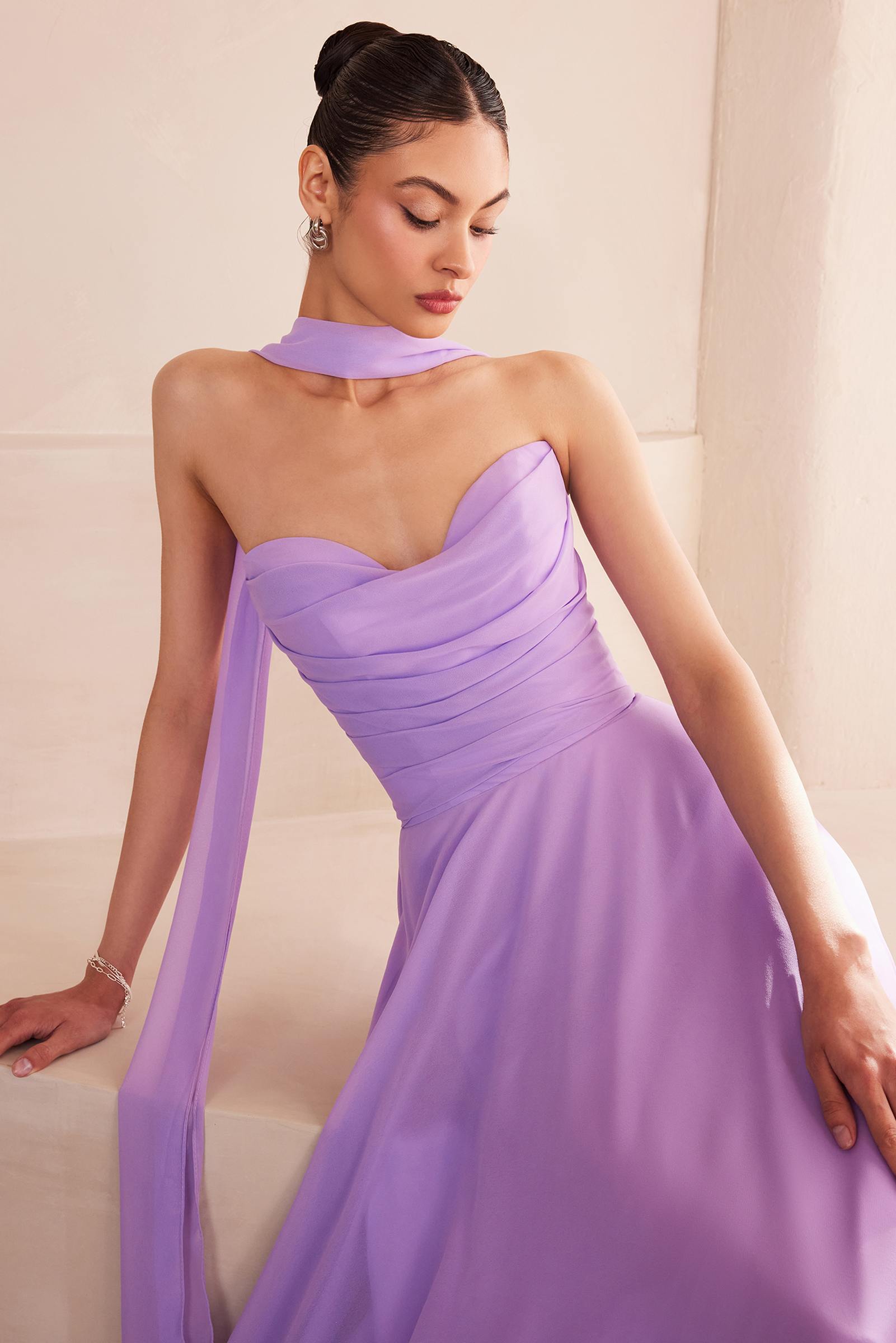 Ladivine Amoris T703W White Dress Strapless A-Line Gown