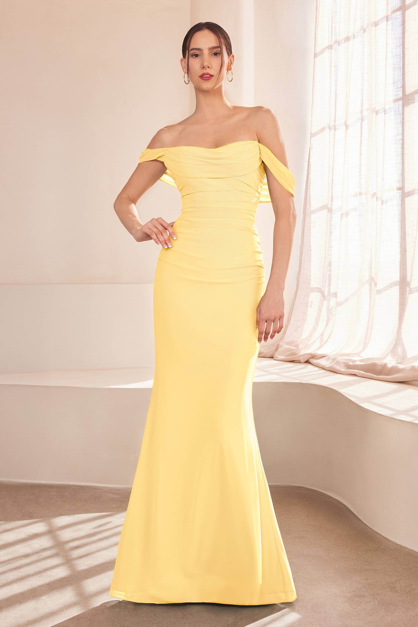 Ladivine Amoris T705 Off Shoulder Fitted Bridesmaid Gown