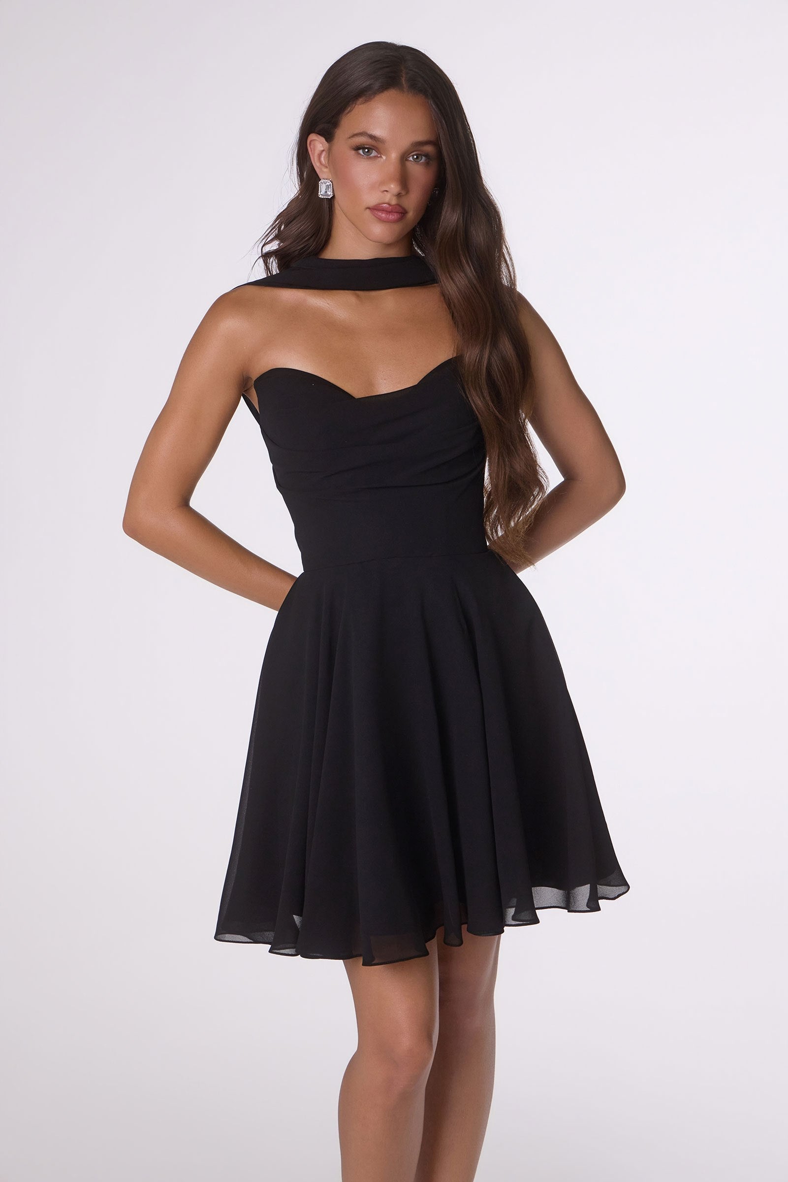 Amoris T709 Short Strapless Chiffon Dress