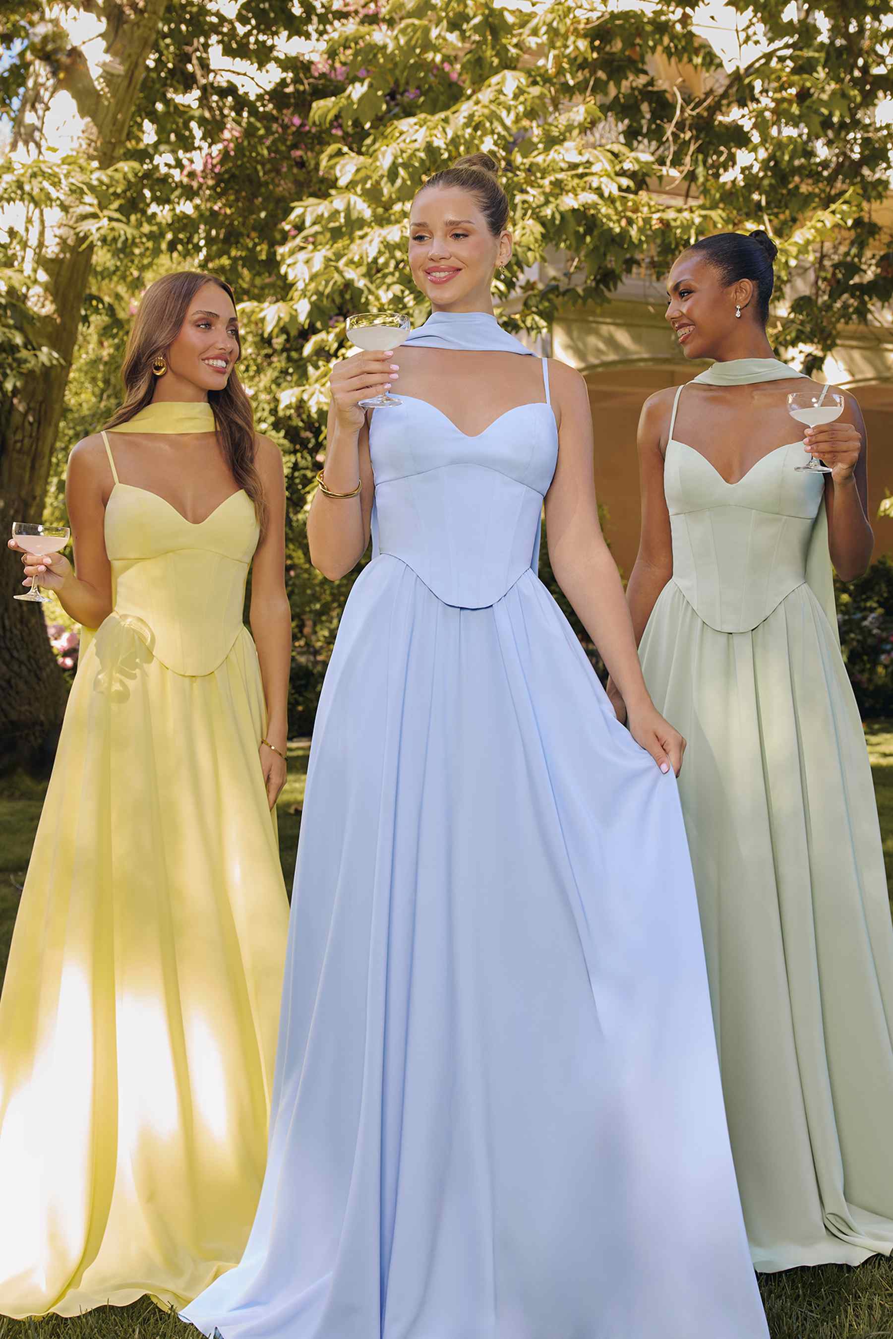 Amoris T711 Long Spaghetti Strap A-Line Chiffon Dress
