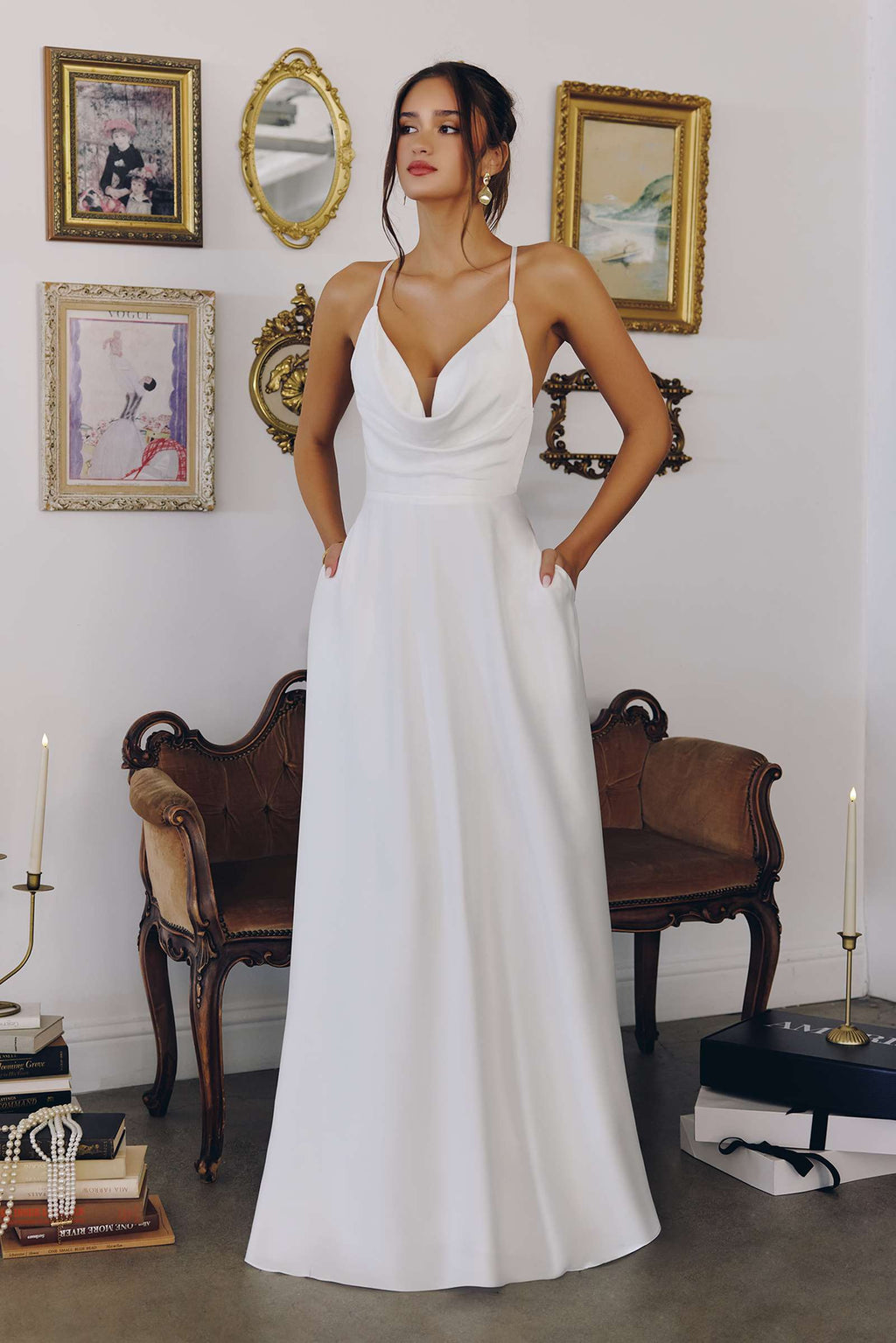 Amoris T714W A-Line Spaghetti Strap Wedding Dress