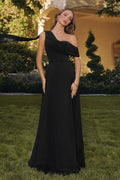 Amoris T716 One Shoulder Chiffon A-Line Evening Dress