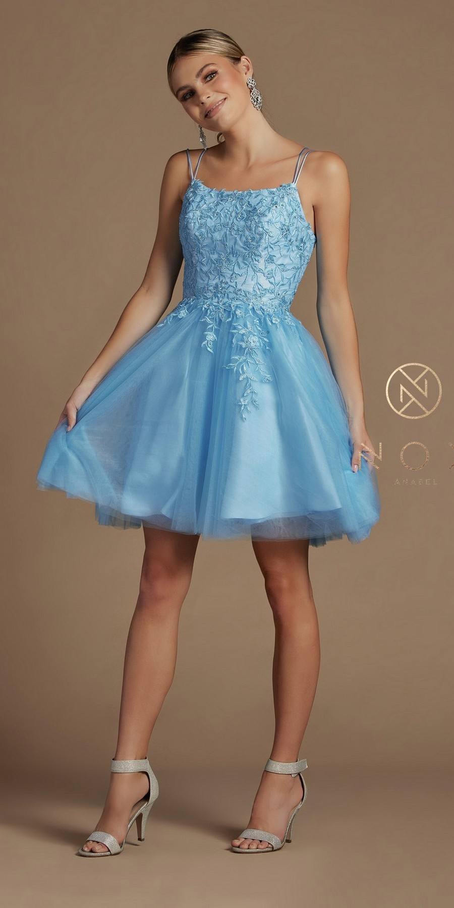 Nox Anabel T718 Short A-Line Corset Back Baby Doll Dress Tulle Skirt