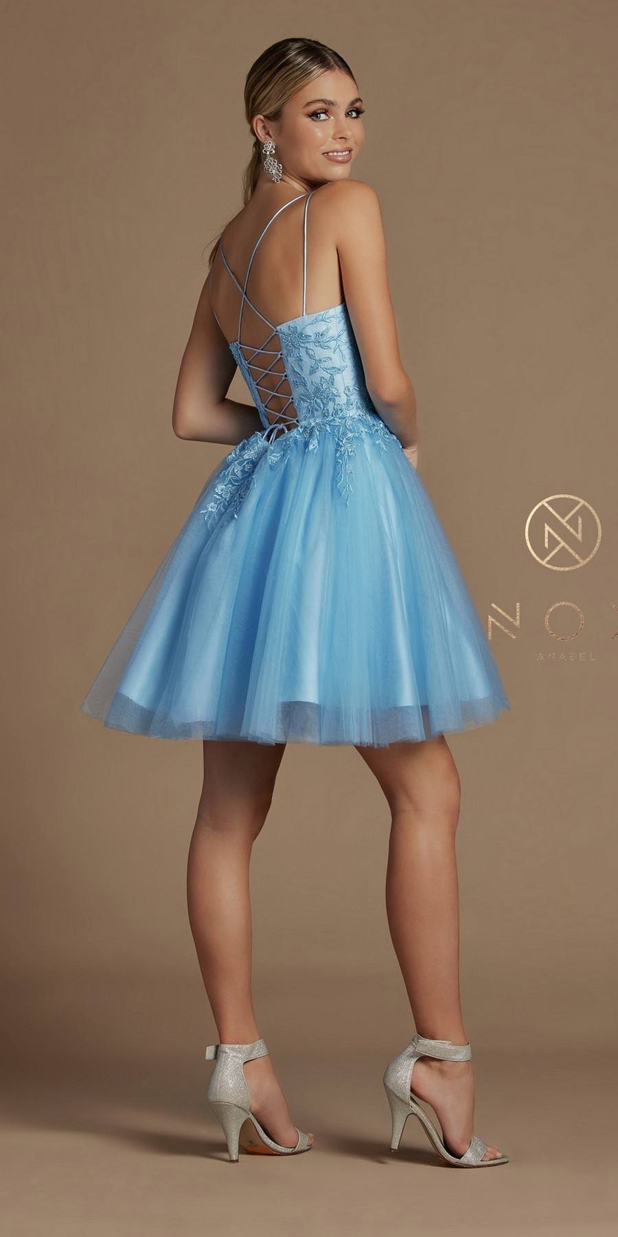 Nox Anabel T718 Short A-Line Corset Back Baby Doll Dress Tulle Skirt