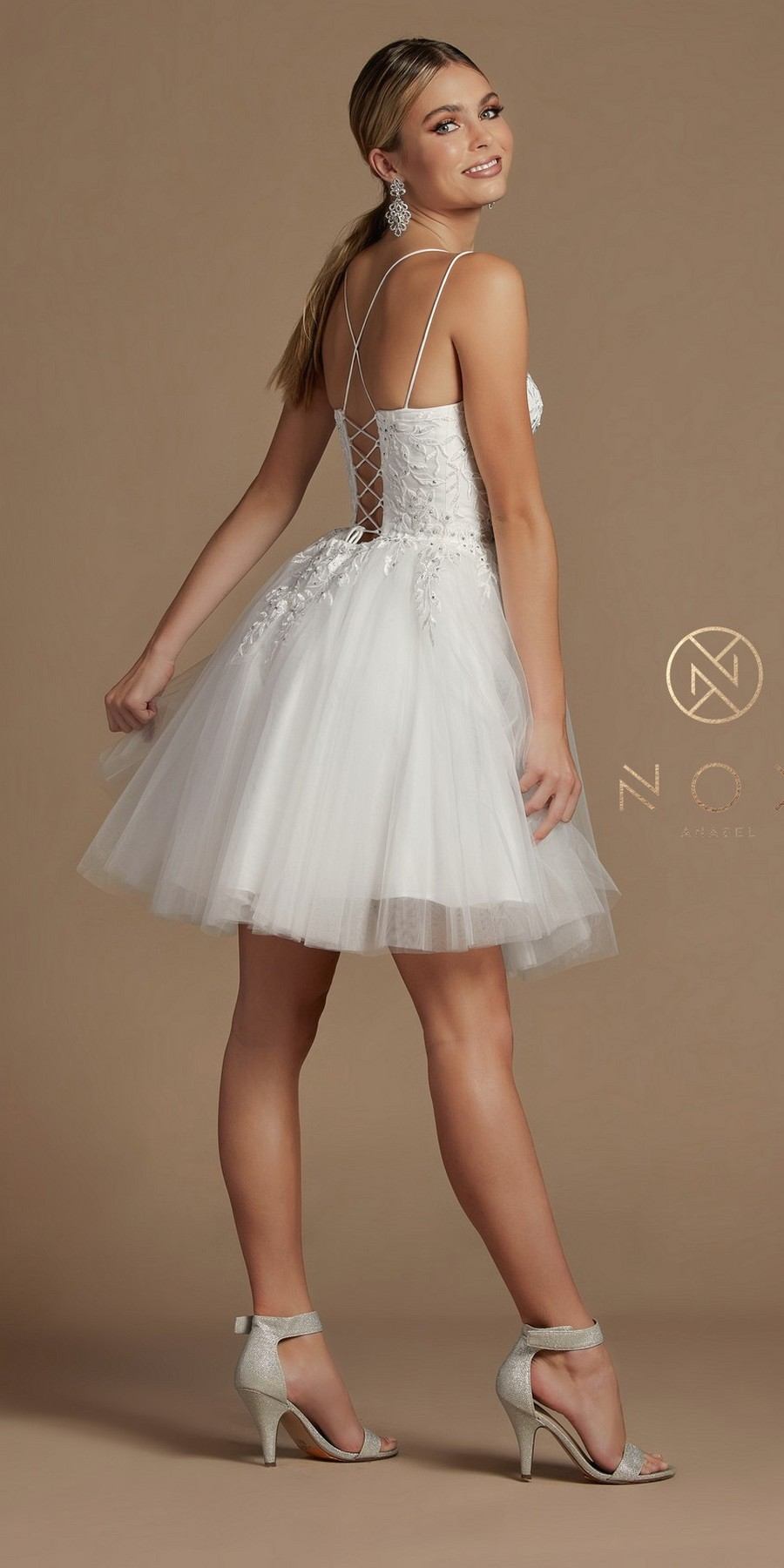 Nox Anabel T718 Short A-Line Corset Back Baby Doll Dress Tulle Skirt