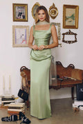 CLEARANCE - Amoris T729 Sleek Satin Adjustable Straps Fitted Gown (Size M)