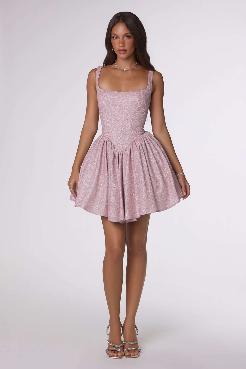 Amoris T738 Short Fitted Bodice Tiered Ruffle Mini Skirt Dress