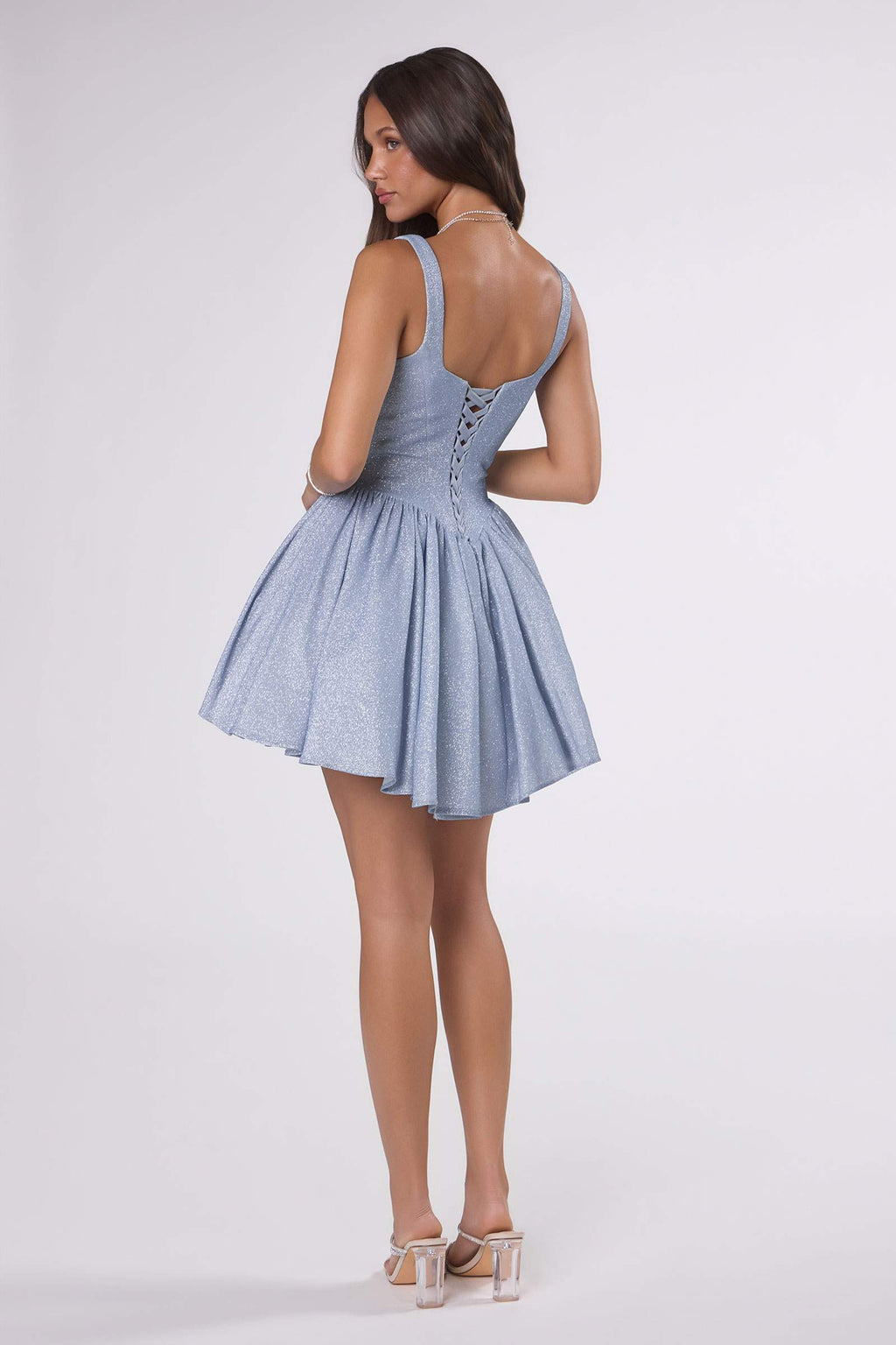 Amoris T738 Short Fitted Bodice Tiered Ruffle Mini Skirt Dress