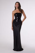 Amoris T744 Strapless Sequin Bodice Satin Skirt Formal Dress