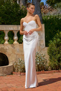 Amoris T747W Long Off White Fitted Gown Convertible to Short Mini Dress