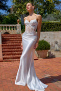 Amoris T819W Fitted Mermaid Sheer Corset Bodice Evening Gown