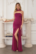 Amoris T825 Strapless Satin Bodice Pleated Chiffon Skirt Fitted Dress