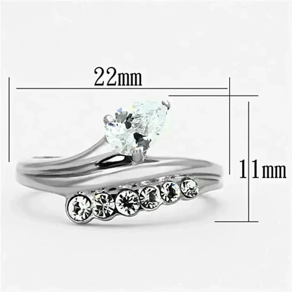 TK1080 - High polished (no plating) Stainless Steel Ring with AAA