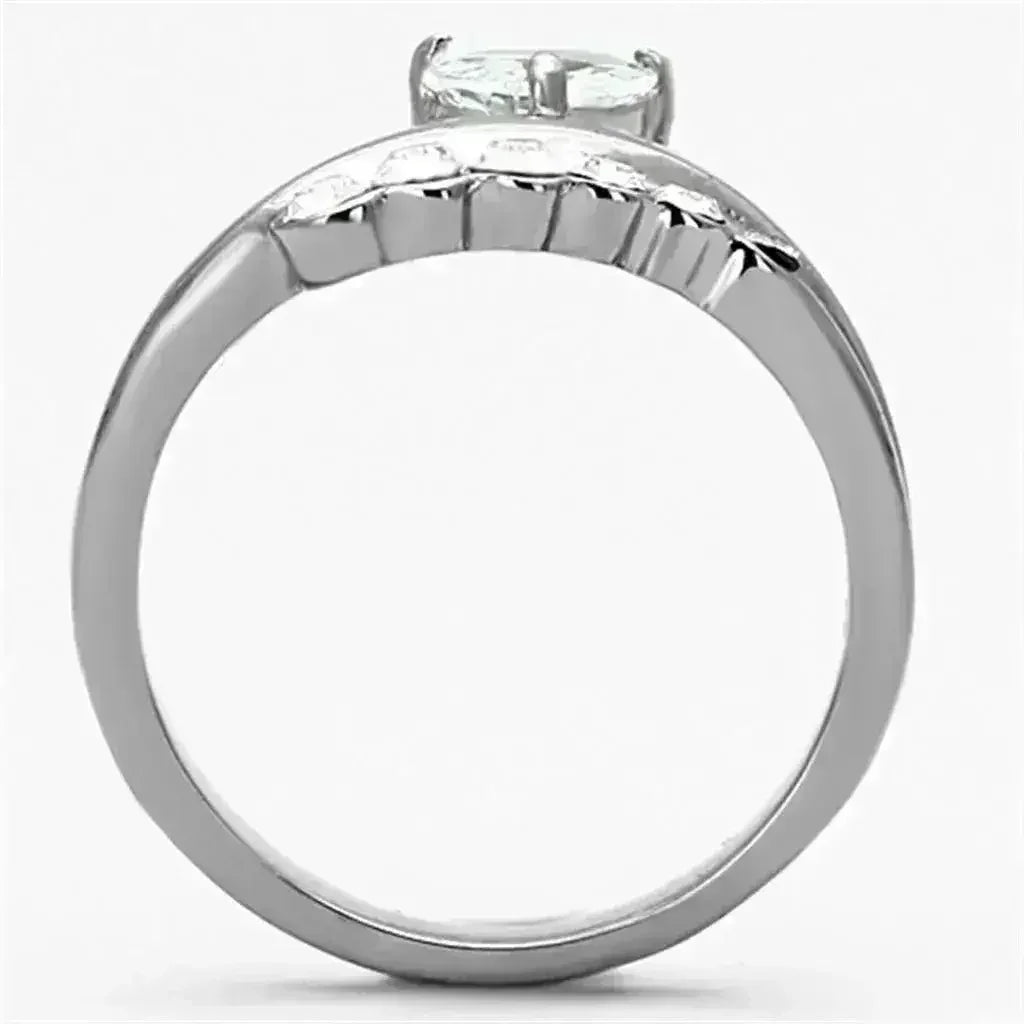 TK1080 - High polished (no plating) Stainless Steel Ring with AAA
