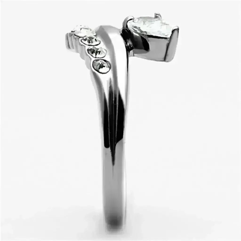 TK1080 - High polished (no plating) Stainless Steel Ring with AAA