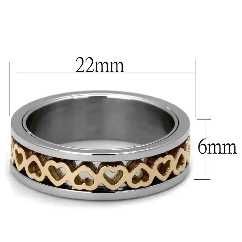 TK2398 - Two-Tone IP Rose Gold Stainless Steel Ring with No Stone