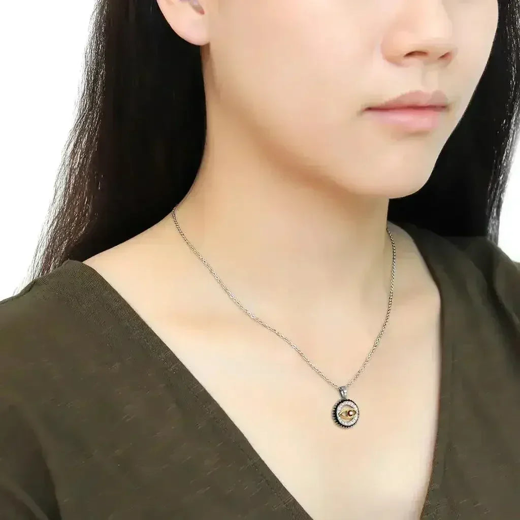 TK2527 - Two-Tone IP Gold (Ion Plating) Stainless Steel Chain Pendant