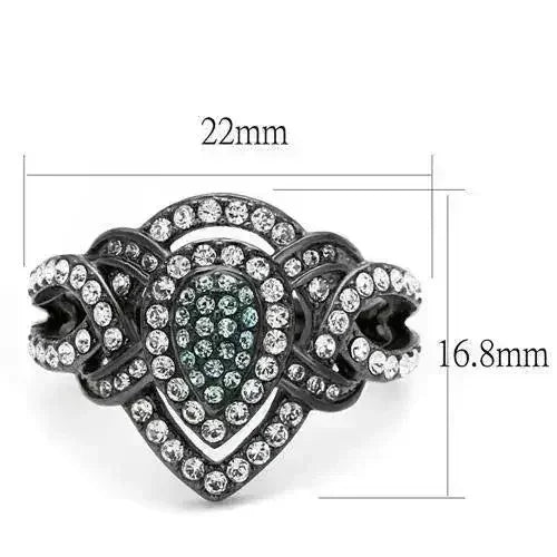 IP Gun Black Stainless Steel Ring with Multi-Color Crystals TK2679